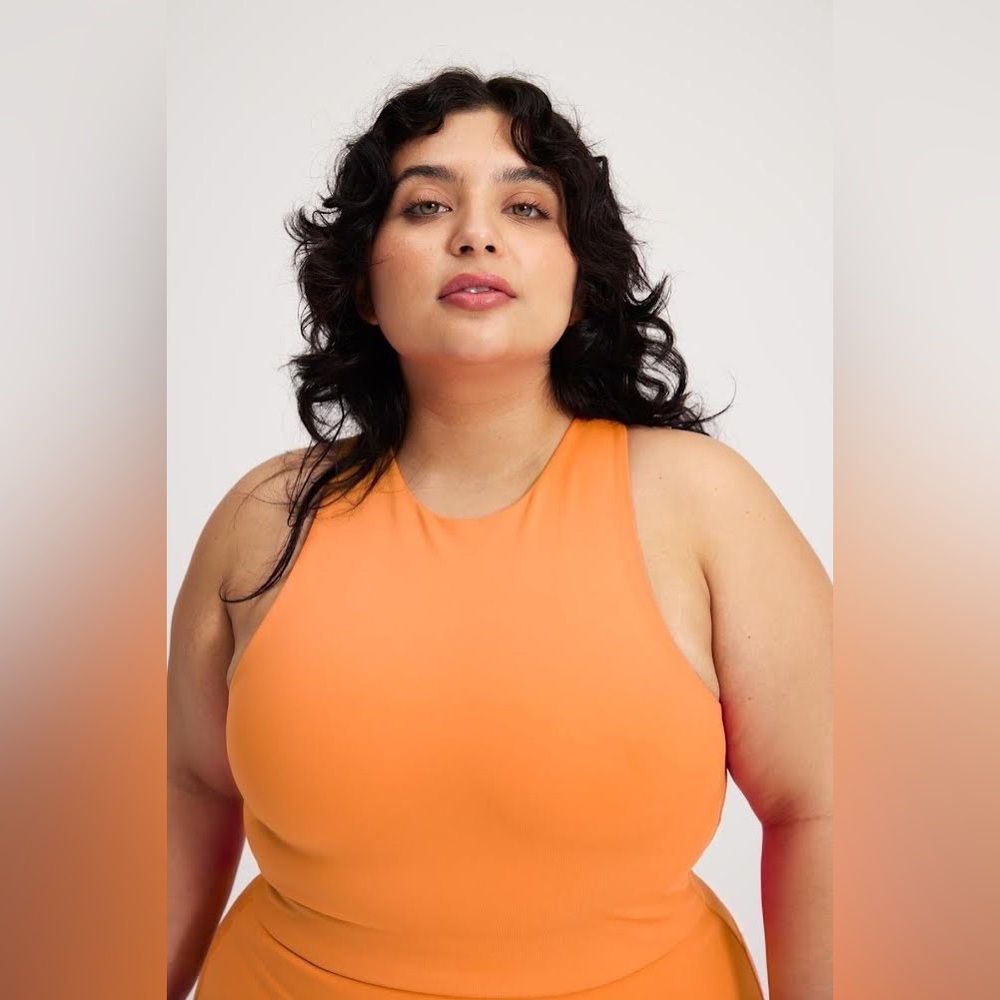 Girlfriend Collective Orange Dylan Sports Bra Tank Top Orange/Horizon
